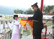 Kapolres Morowali Utara Pimpin Upacara Penurunan Bendera Merah Putih HUT RI ke 79