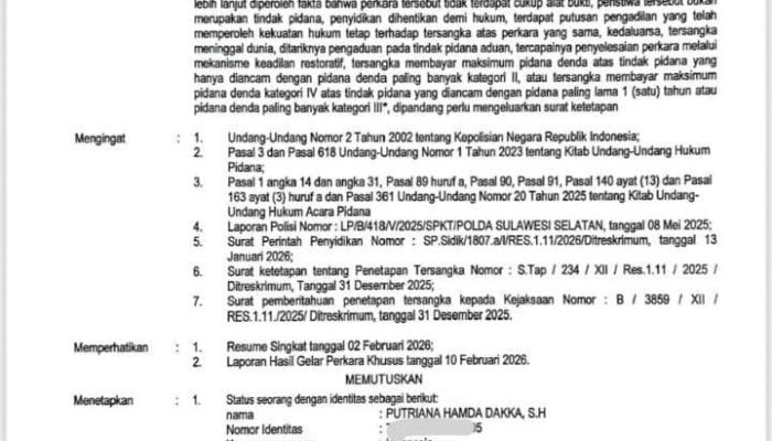 Tudingan Penipuan Rp1,73 M Tak Terbukti, Putri Dakka Tegaskan Tuduhan Palsu dan di SP3 Polda Sulsel