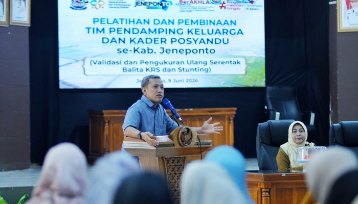 Bupati Jeneponto Buka Pelatihan dan Pembinaan TPK dan Kader Posyandu, Tekankan Akurasi dan Validasi Data Stunting