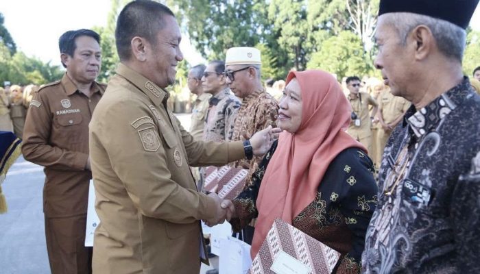 Bupati Irwan Serahkan SK Pensiun 14 ASN Purna Bhakti, 2 Diantaranya Kepala Dinas