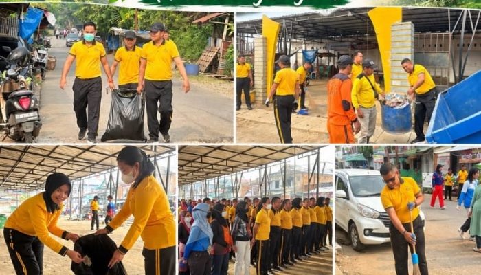 Polres Luwu Timur Luncurkan Program Green Policing di Pasar Malili, Bersihkan Lingkungan Bersama Masyarakat