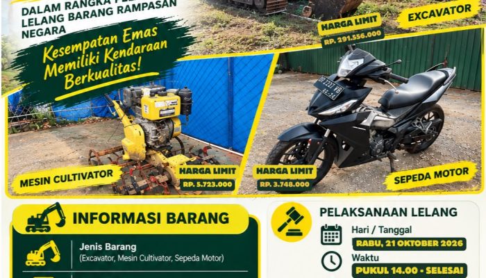 Kejari Luwu Timur Gelar Lelang Barang Rampasan Negara, Mulai dari Motor Hingga Alat Berat